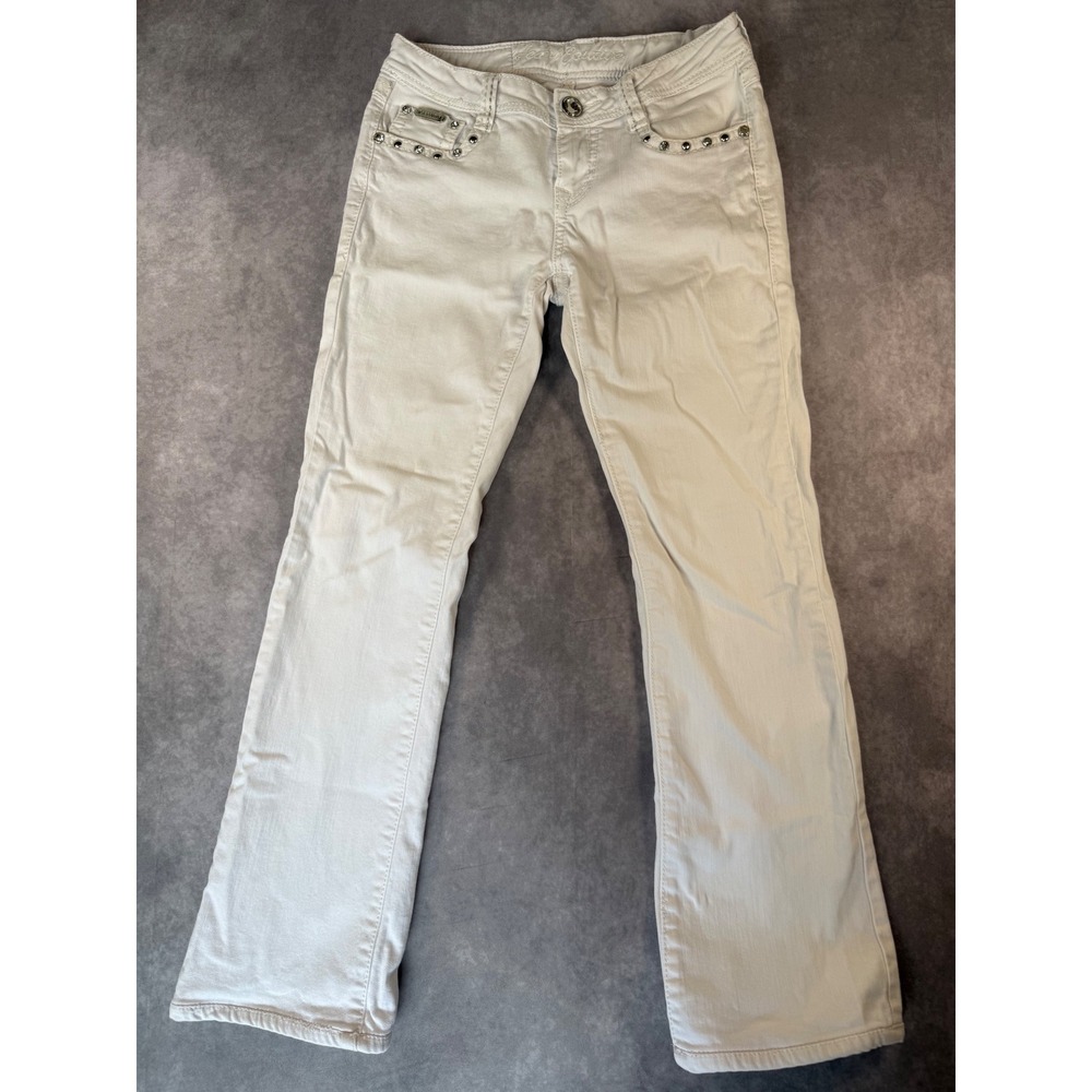 Sexy Couture Women's Size 7 White Rhinestone Bootcut Jeans Y2K Western Bling